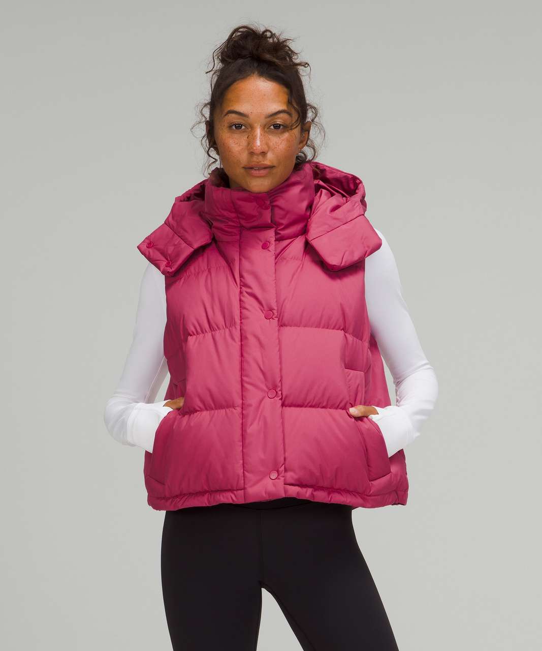 Sights To See Cocoa Cropped Puffer Vest – Pink Lily