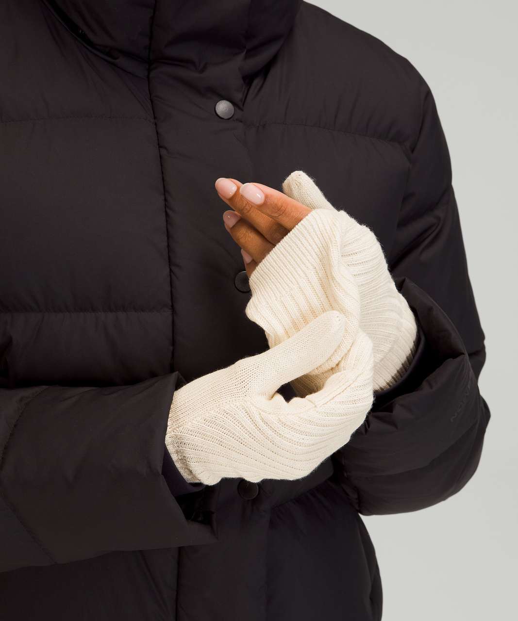 Lululemon Twist Knit Mittens - Heathered White Opal