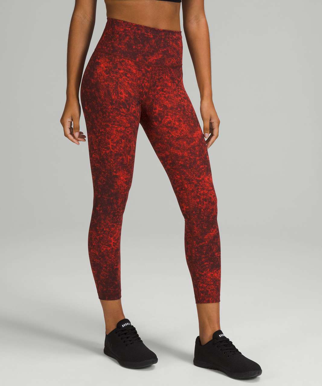 Lululemon Wunder Train High-Rise Tight 25 - Denim Wash Print Autumn Red  Black - lulu fanatics