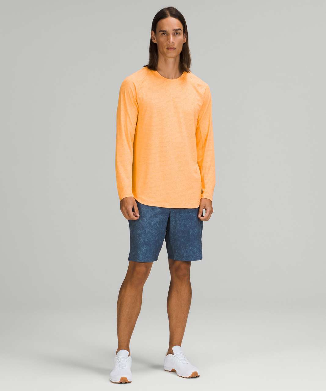 Lululemon Drysense Long Sleeve Shirt - Clementine / White