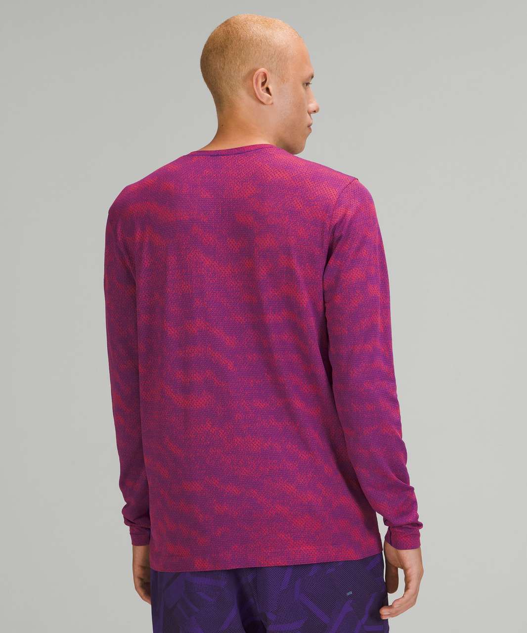 Lululemon Metal Vent Breathe Long Sleeve Shirt - Half Tone Petrol Purple / Autumn Red