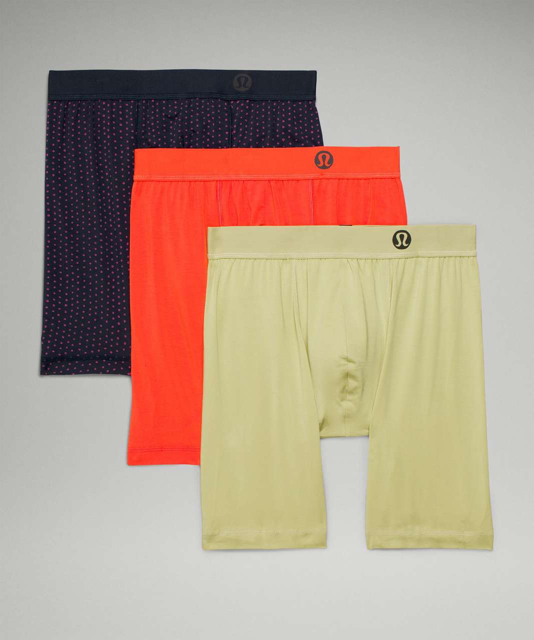 Lululemon Always In Motion Boxer 7" *3 Pack - Autumn Red / Dew Green / Doodle Dot Pink Lychee True Navy