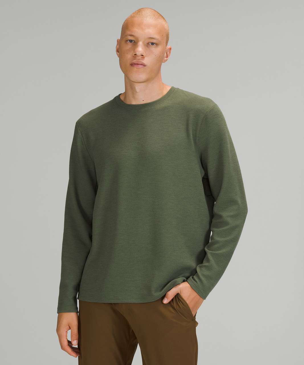 Lululemon Shift Stitch Crew - Heathered Green Twill - lulu fanatics