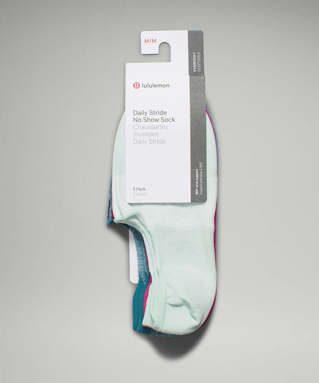 Lululemon Daily Stride No Show Sock *3 Pack - Delicate Mint / Pink Lychee / Capture Blue