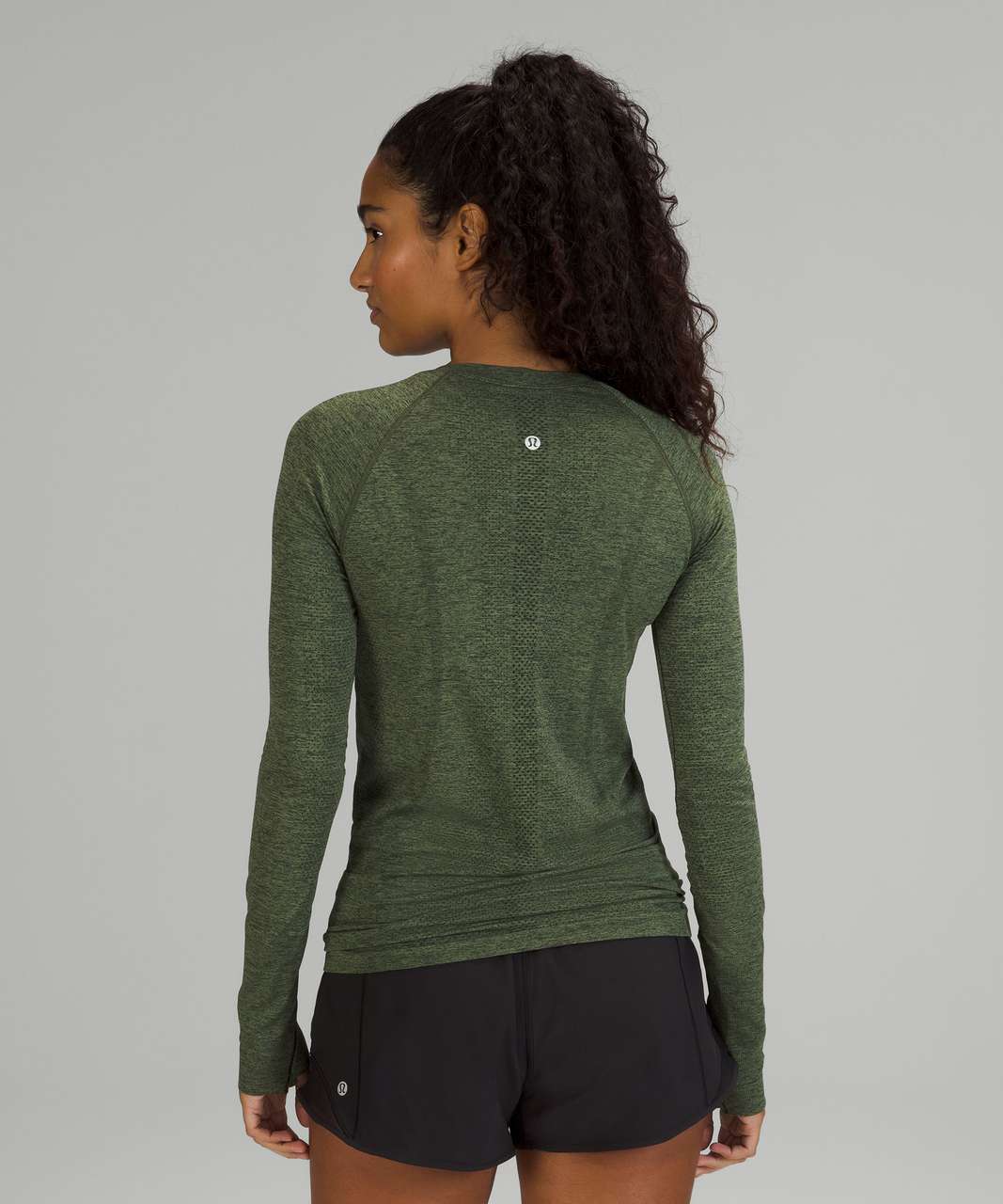 Women's SEAMLESS LS TOP, Cedar Green/Rain Forest