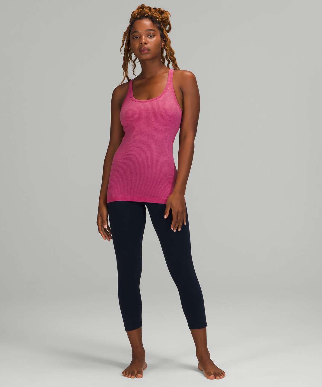 New Lululemon Ebb To Street Tank 12 Pink Savannah Slim Fit Built In Bra  Stretch