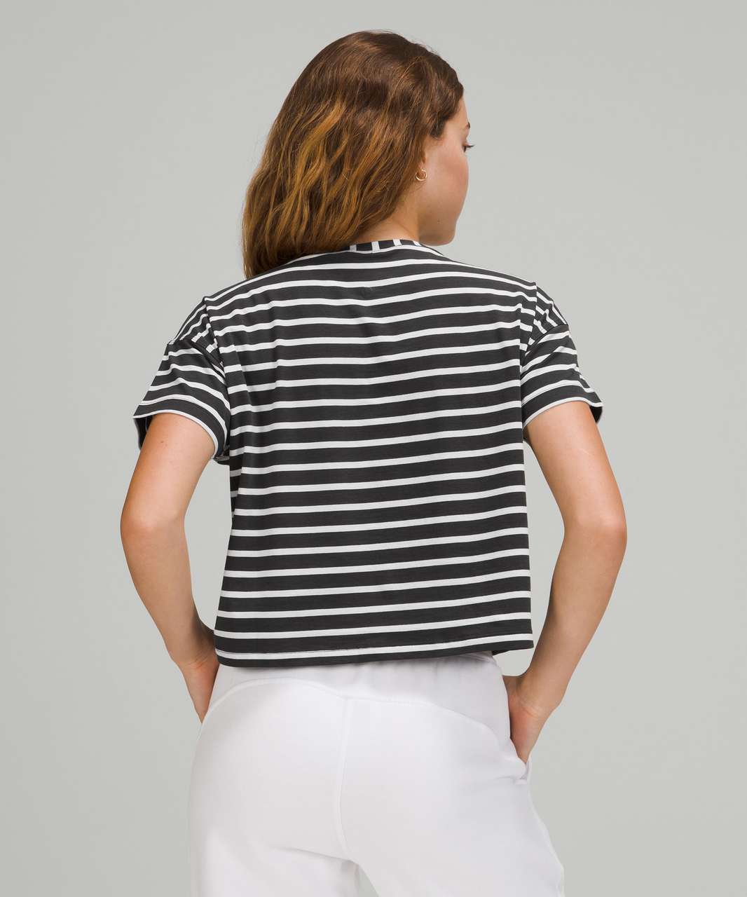 Lululemon Cates Tee - Yachtie Stripe Graphite Grey White