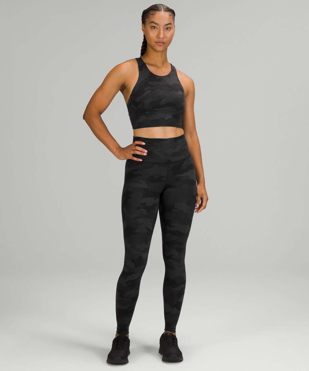 Black Wunder Train longline bra, lululemon