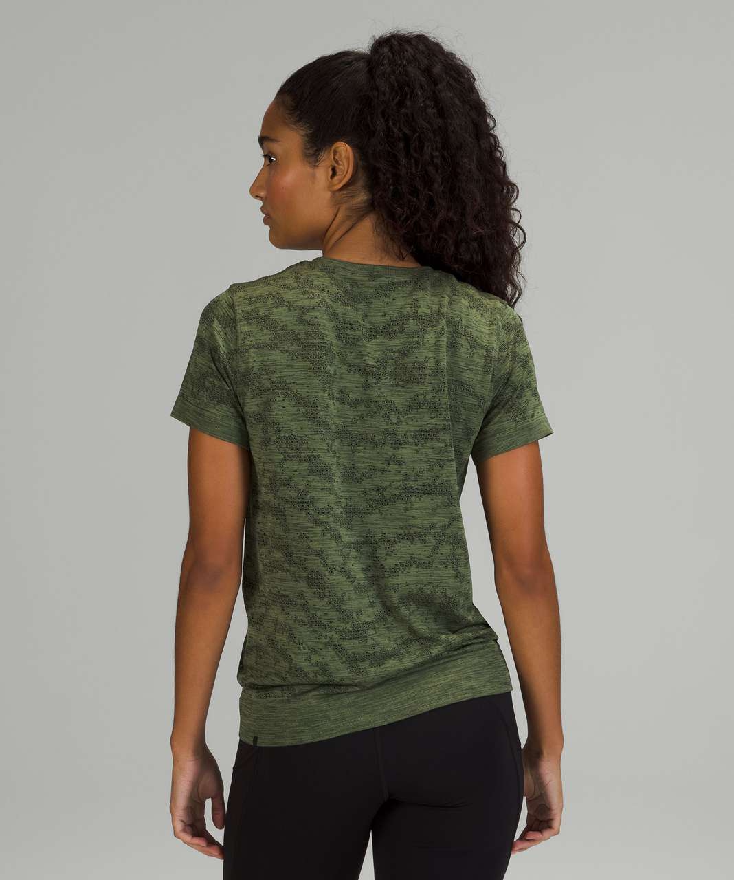 Lululemon Swiftly Breathe Short Sleeve Shirt - Dot Scape Rainforest Green / Green  Twill - lulu fanatics