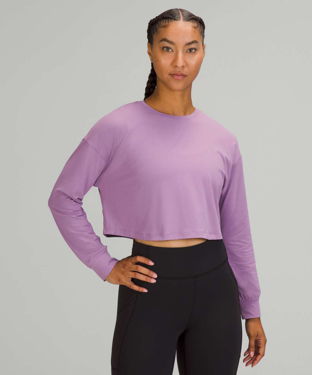 Lululemon Womens Size 10/12 Purple Long Sleeve Shirt Rustic Cuff Logo  Thumbholes