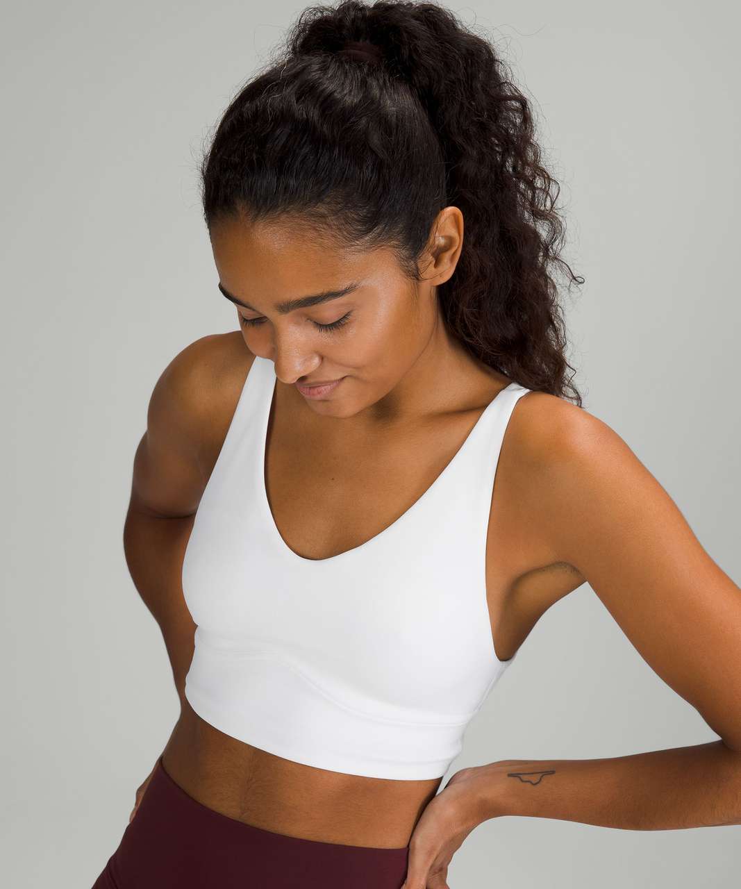 Lululemon In Alignment Long Line Bra *Light Support, B/C Cup - White