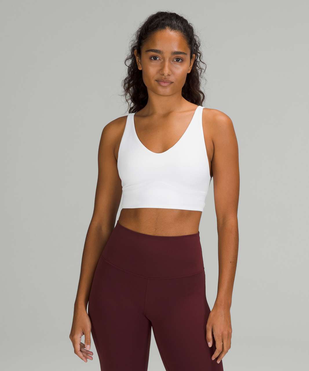 Lululemon In Alignment Long Line Bra *Light Support, B/C Cup - White - lulu  fanatics