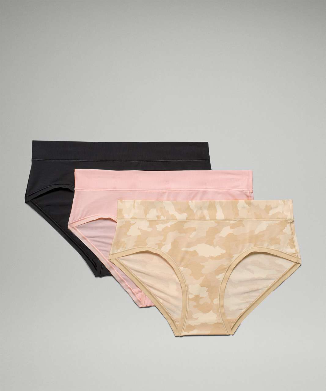 Lululemon UnderEase Mid-Rise Thong Underwear 5 Pack - Black / Black / Dew  Pink / Heritage 365 Camo Mini Green Twill Multi / Warped Grain Alpine White  Black - lulu fanatics