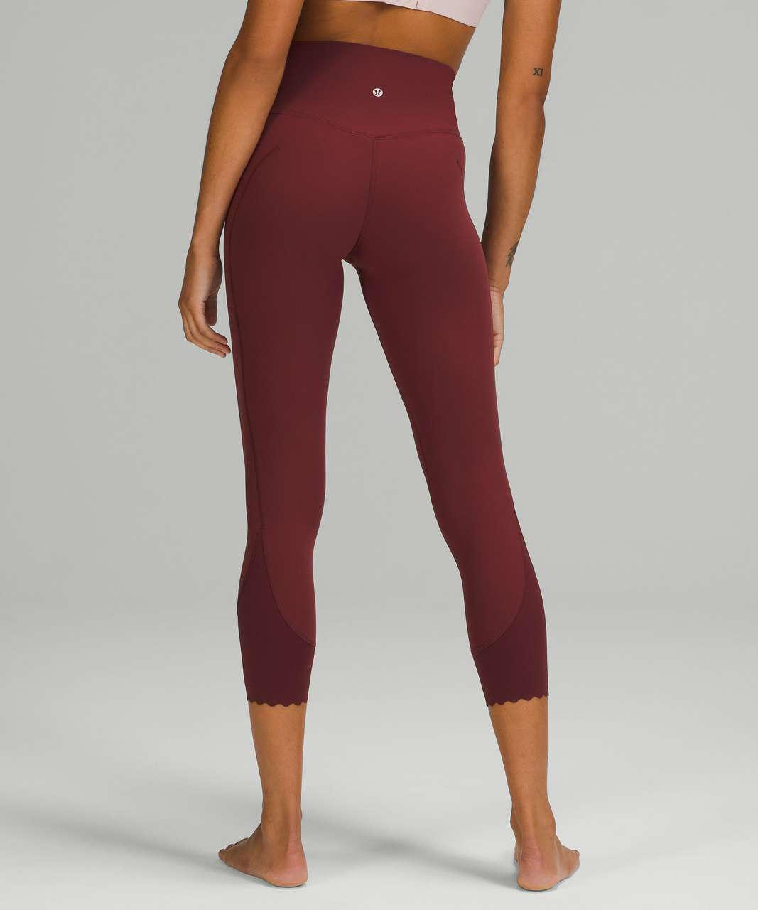 Lululemon Align Scalloped Hem High-Rise Crop 23 - Red Merlot - lulu  fanatics