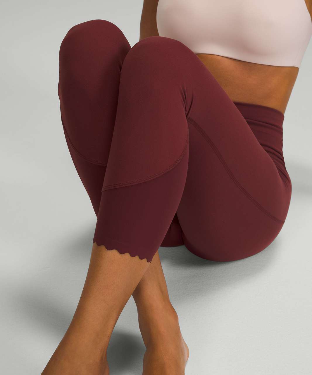 Lululemon Align Scalloped Hem High-Rise Crop 23 - Red Merlot - lulu  fanatics