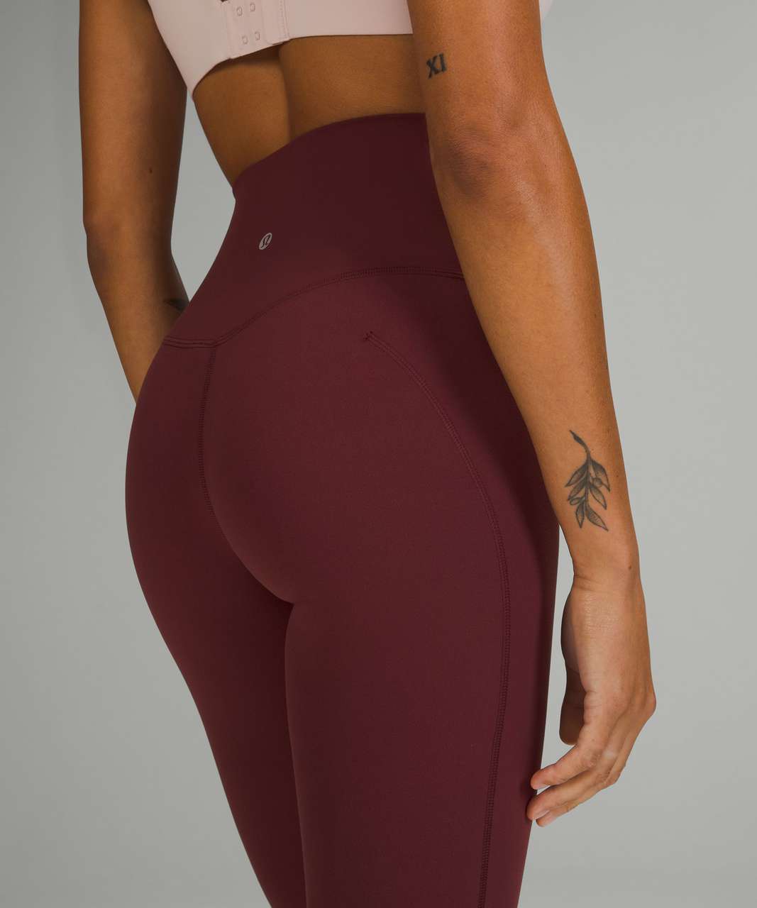 lululemon athletica, Pants & Jumpsuits, Lululemon Cropped Raw Hem Maroon  Leggings Pocket 4