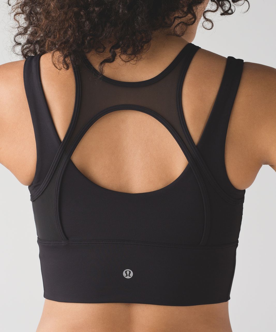 Lululemon 4 Small Var-City Varsity Long Line Bra Black Luxtreme Mesh RARE 