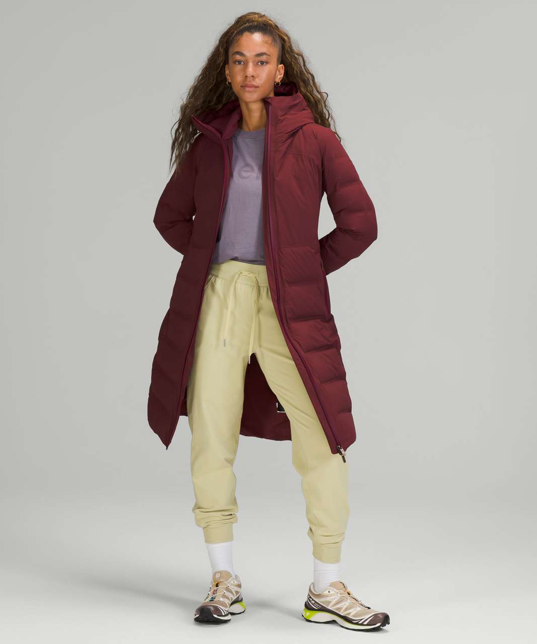 Lululemon Sleet Street Long Jacket - Red Merlot - lulu fanatics