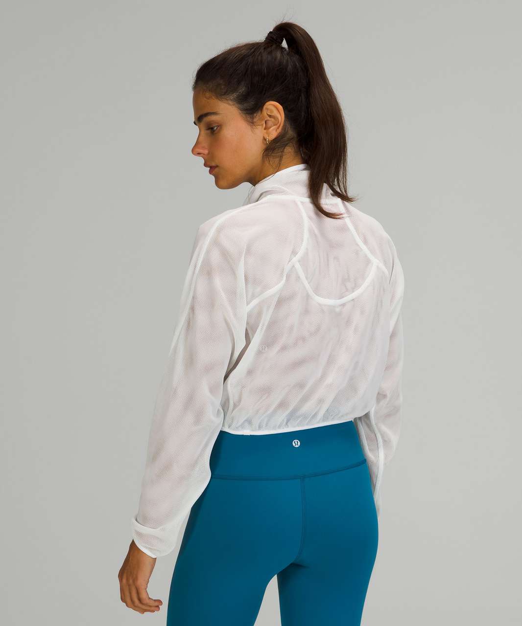 Lululemon Reversible Mesh 1/2 Zip - White / Ocean Air - lulu fanatics