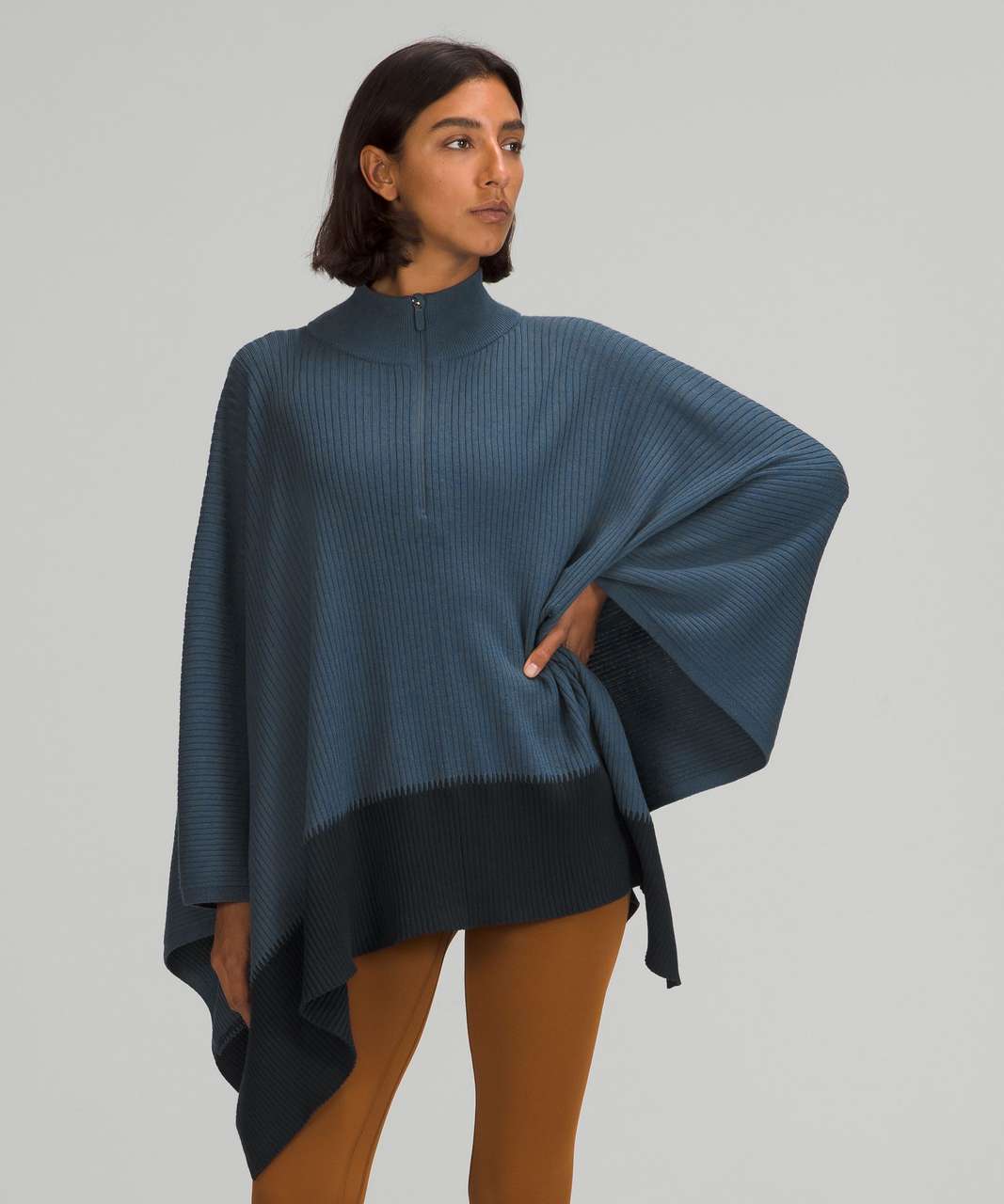 Baby Blue Pull On Poncho With Sleeves – Just Style LA