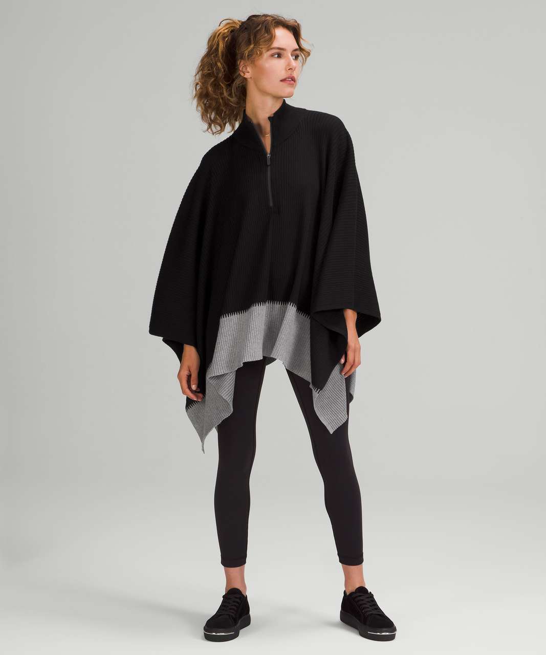 Lululemon On The Go Poncho - Black / Heathered Asphalt Grey