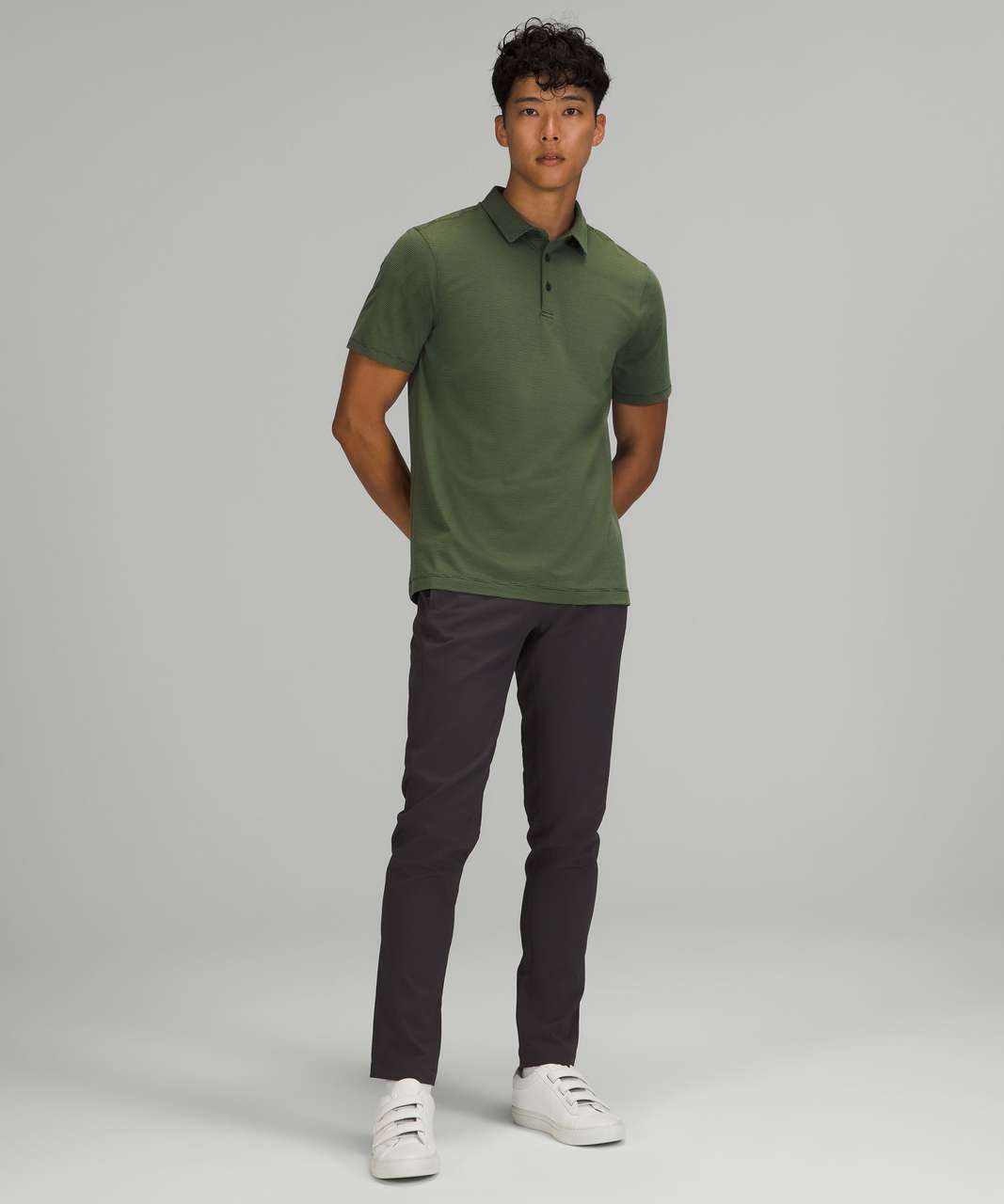 Lululemon Evolution Short Sleeve Polo Shirt - Tonka Stripe Rainforest Green Green Twill