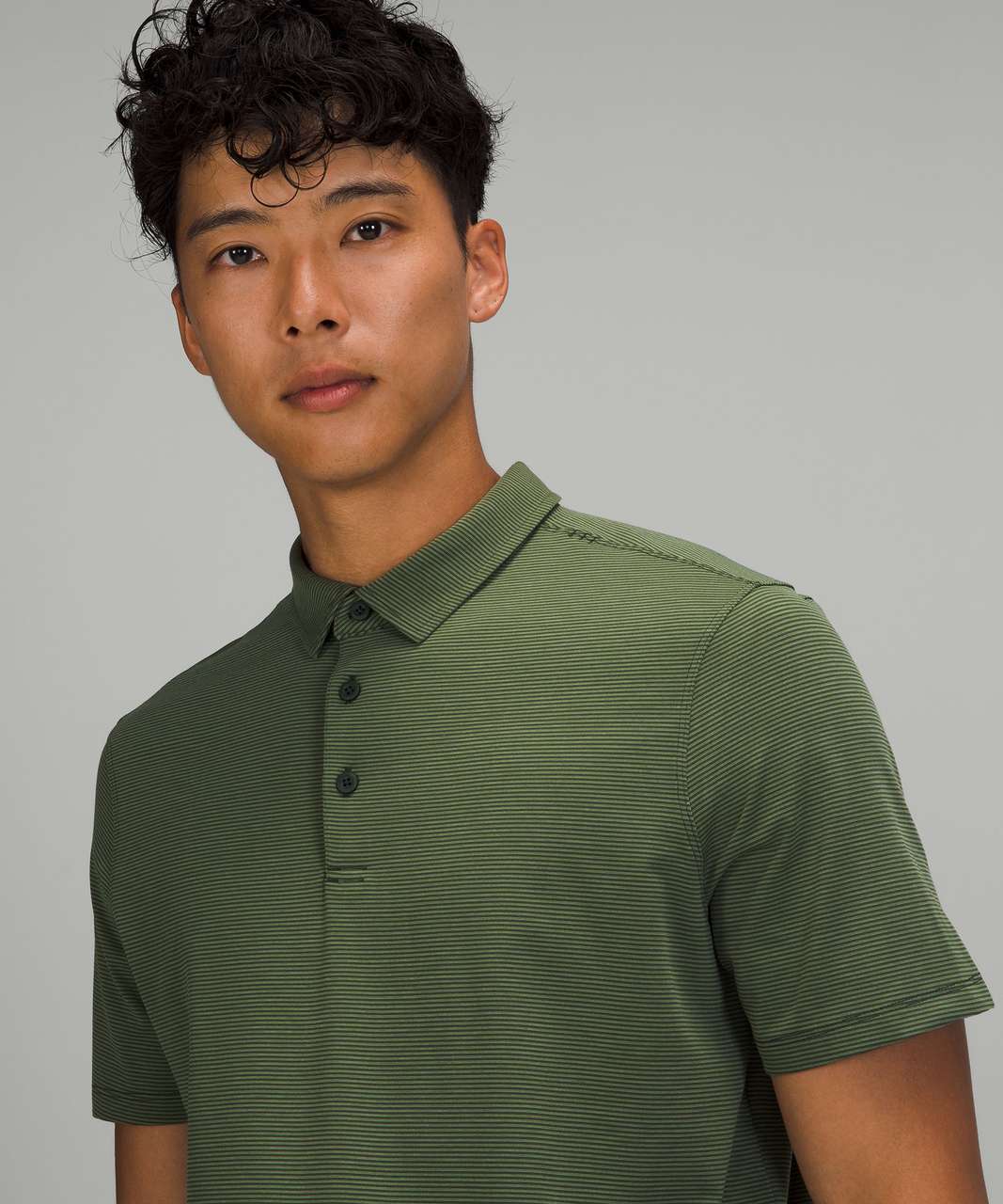 Lululemon Evolution Short Sleeve Polo Shirt - Tonka Stripe Rainforest Green Green Twill