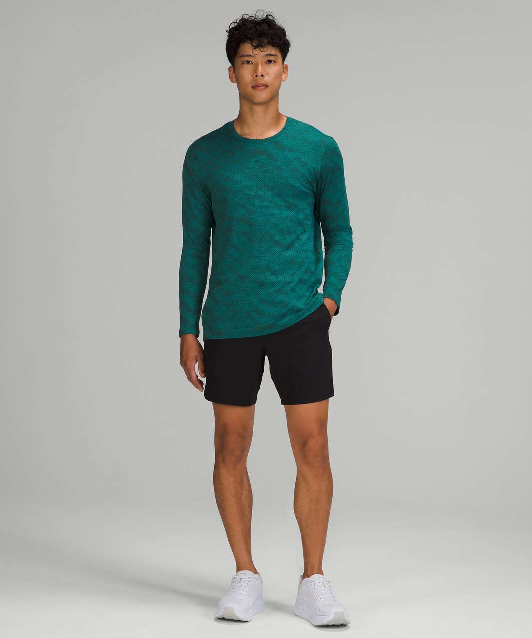 Lululemon Metal Vent Breathe Long Sleeve Shirt - Half Tone Teal Lagoon / Rainforest Green