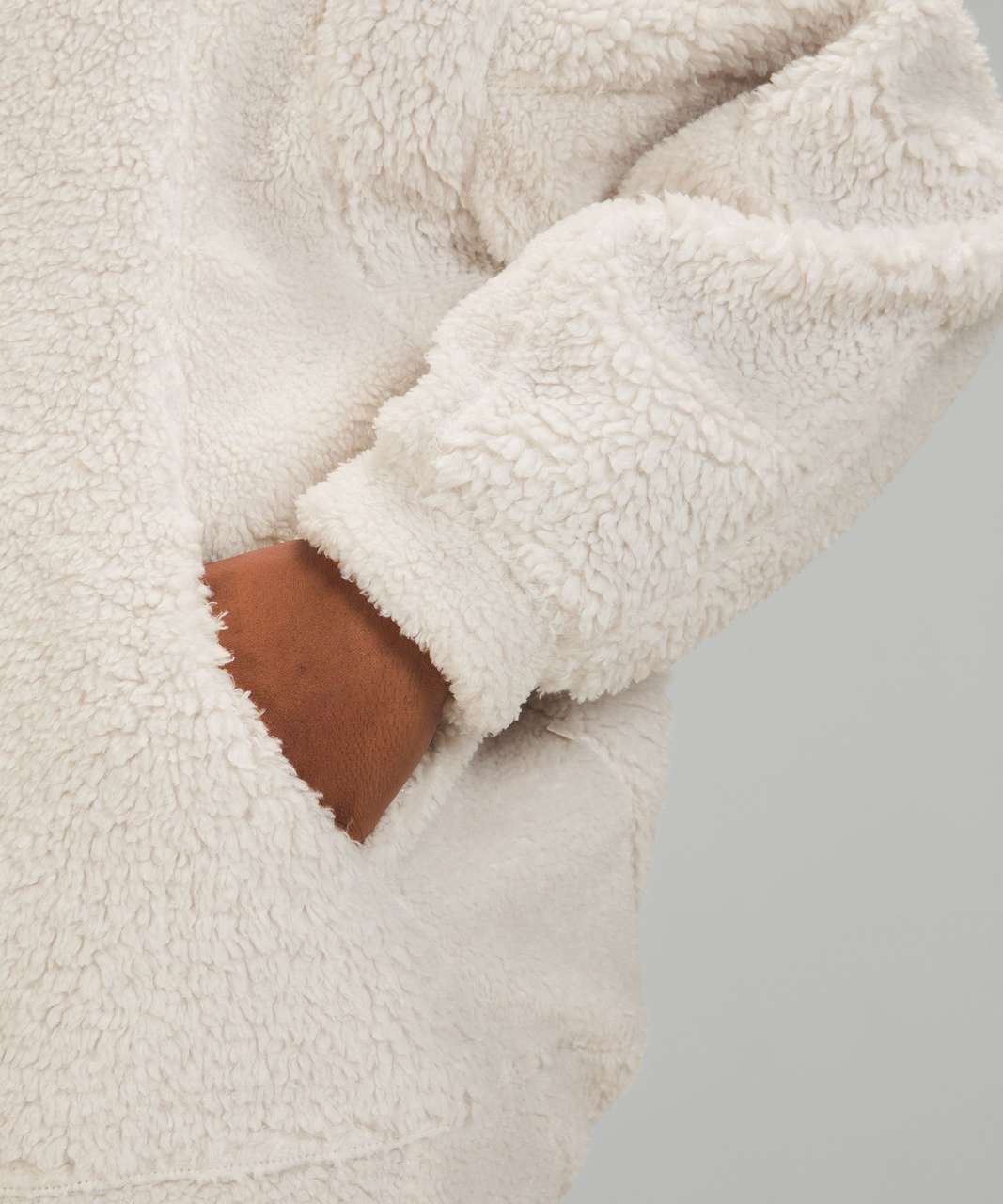 Long Textured Fleece Jacket, White Opal