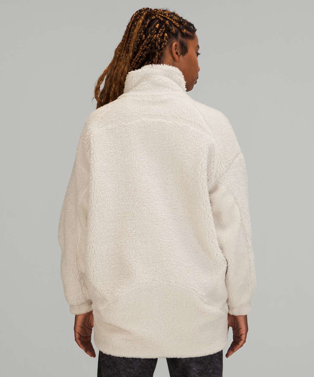 Lululemon Long Textured Fleece Jacket - White Opal - lulu fanatics
