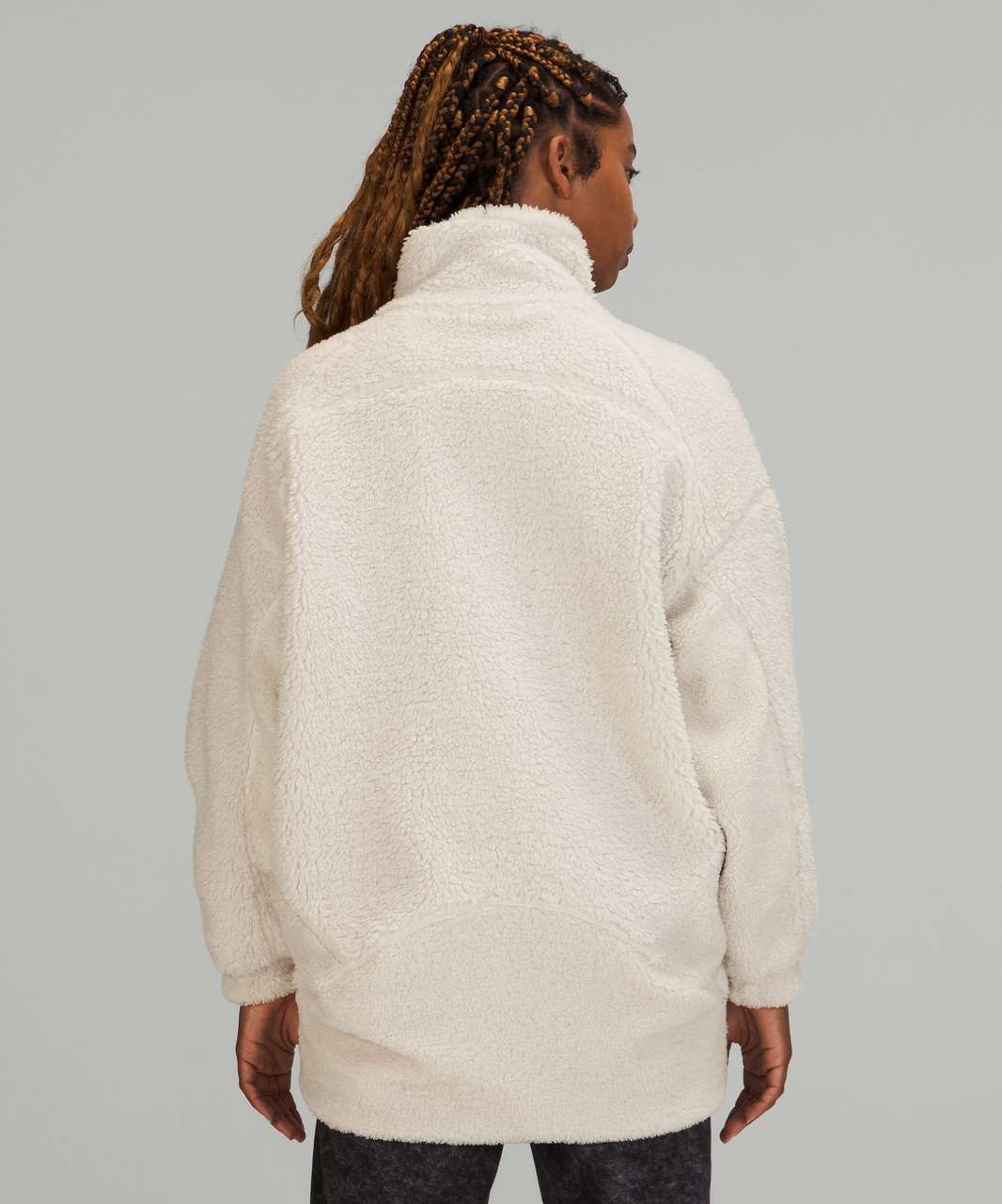 NWOT lululemon textured fleece half zipper hoodie size 12 white opal