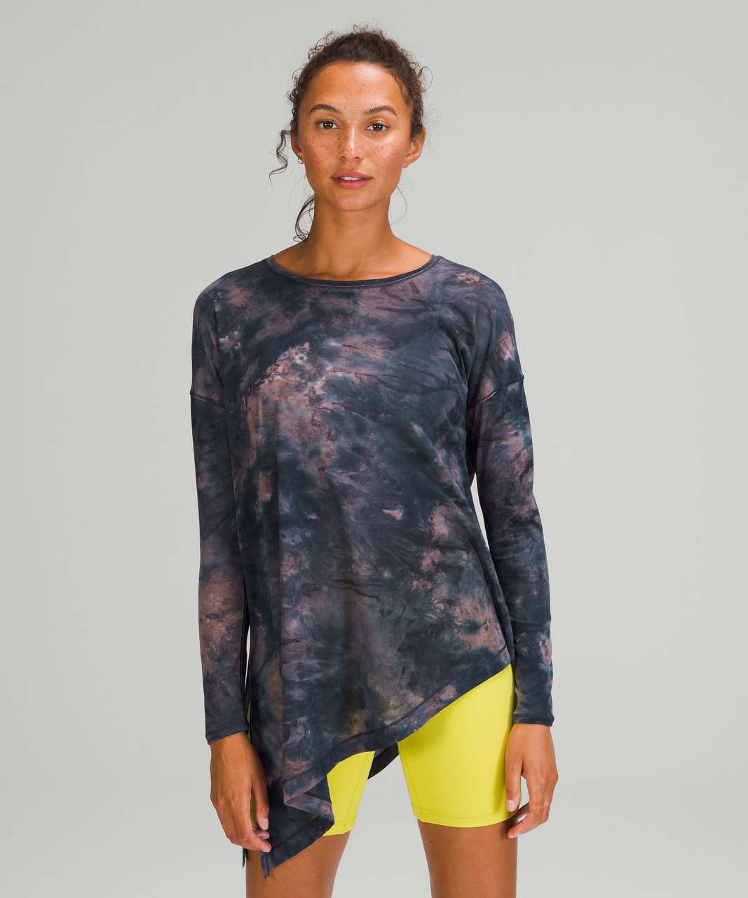 Lululemon To The Point Long Sleeve *Mist - Spray Dye White Lunar Rock True Navy