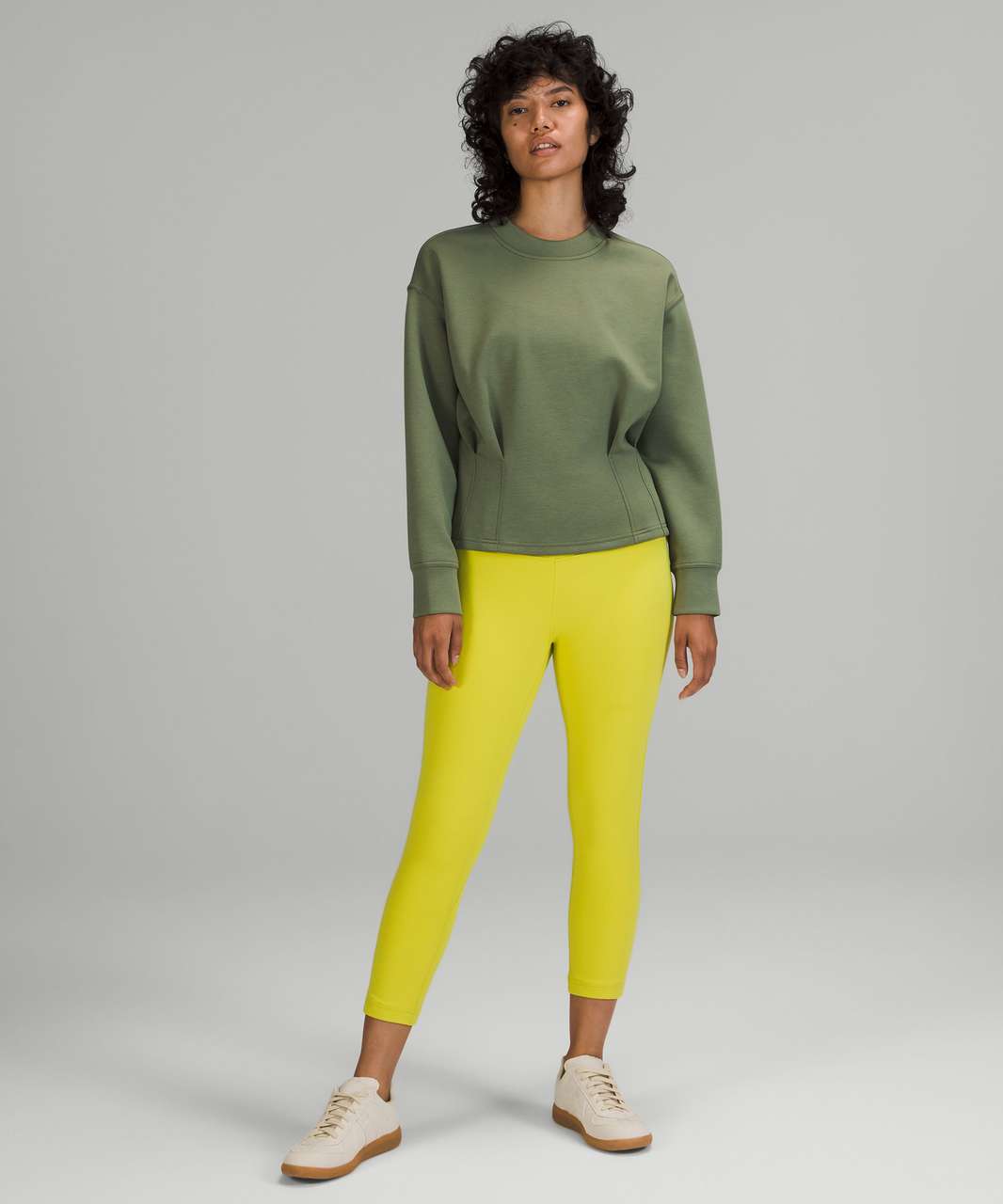 Lululemon Gathered Waist Crew Pullover - Green Twill - lulu fanatics