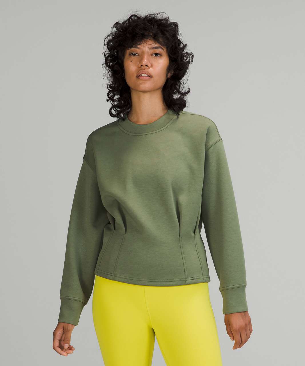 Lululemon Gathered Waist Crew Pullover - Green Twill - lulu fanatics