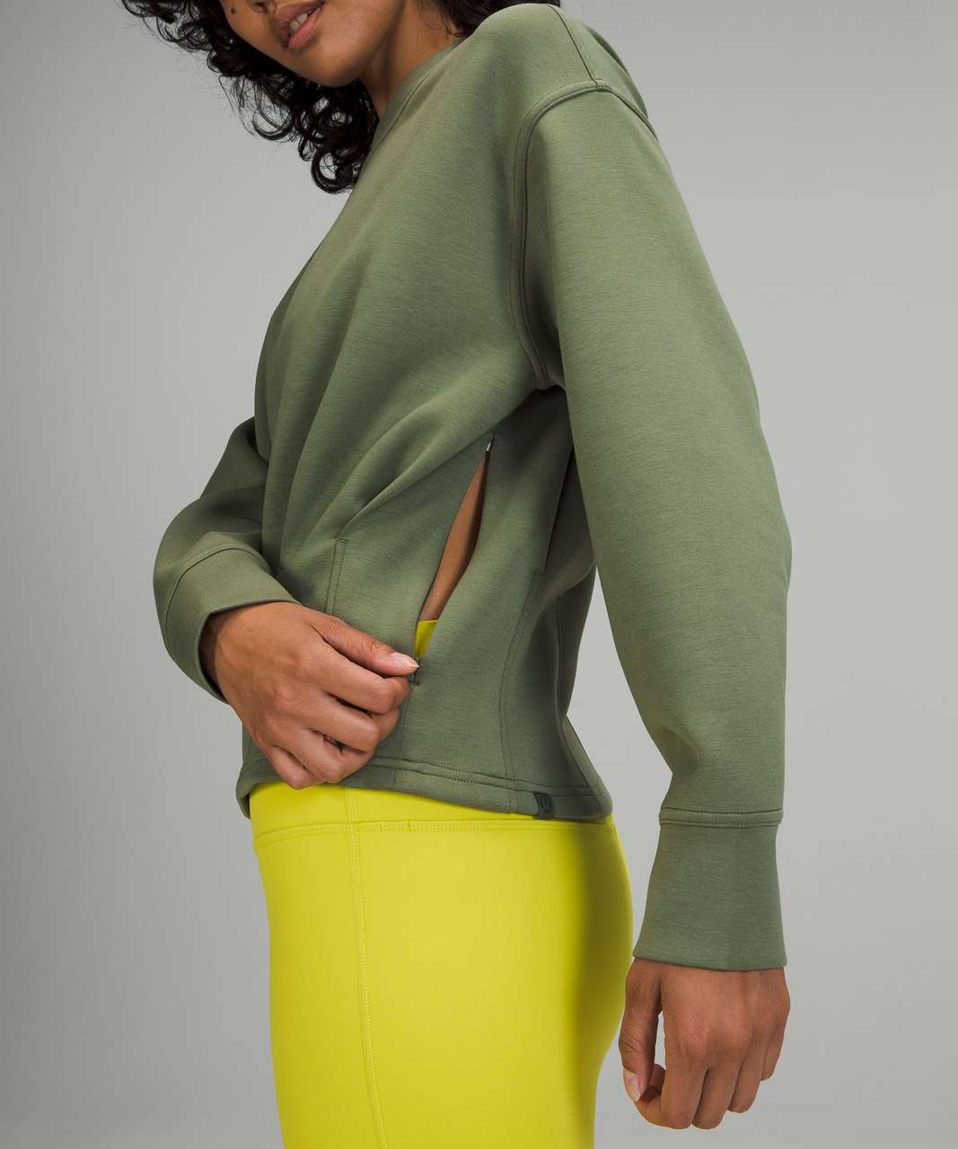 Lululemon Gathered Waist Crew Pullover - Green Twill