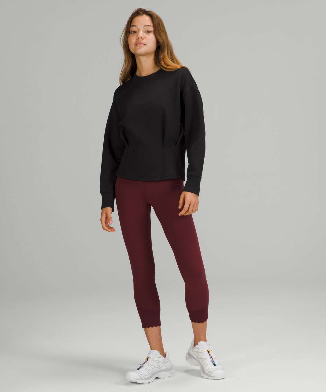 Lululemon Gathered Waist Crew Pullover - Black - lulu fanatics