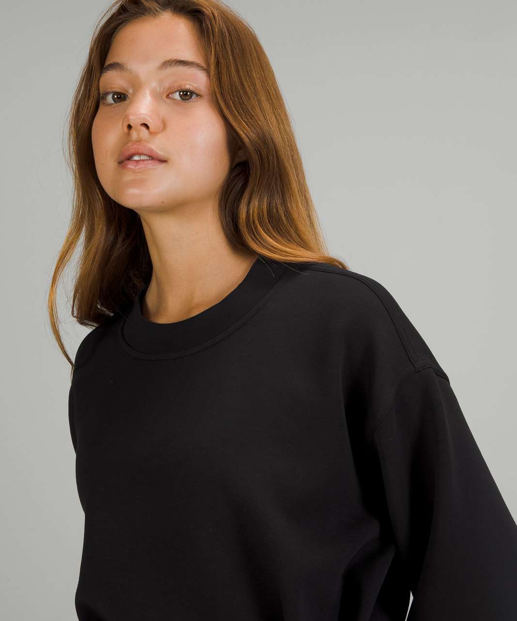 Lululemon Gathered Waist Crew Pullover - Black - lulu fanatics