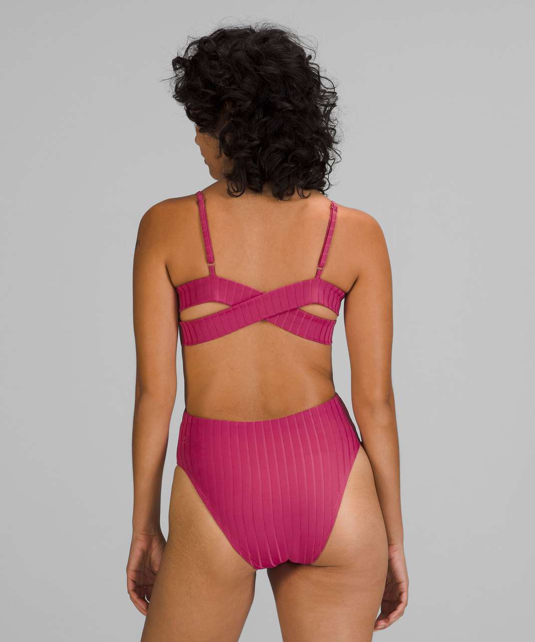 Lululemon Ribbed High-Neck Cross-Back One-Piece - Pink Lychee