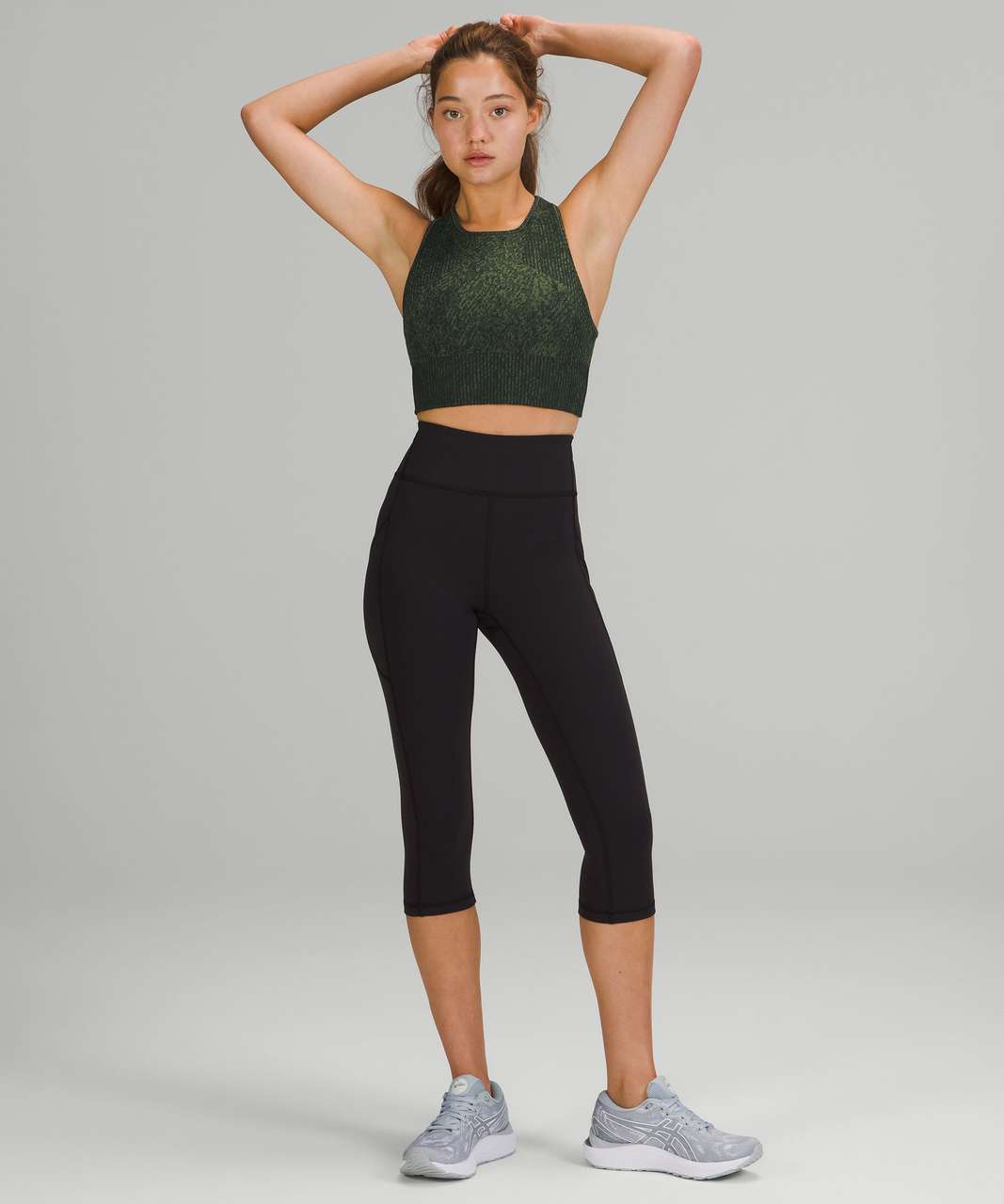 Lululemon Ebb to Train Bra *Medium Support, C/D Cup - Pattern Mix  Rainforest Green / Green Twill - lulu fanatics