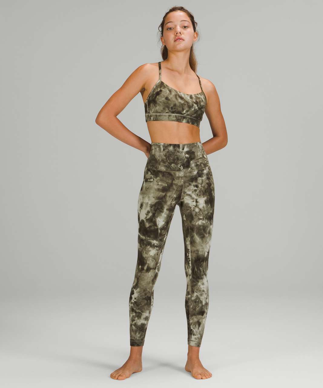 Lululemon Flow Y Bra Nulu *Light Support, B/C Cup - Diamond Dye Light Sage  Army Green Dark Olive - lulu fanatics