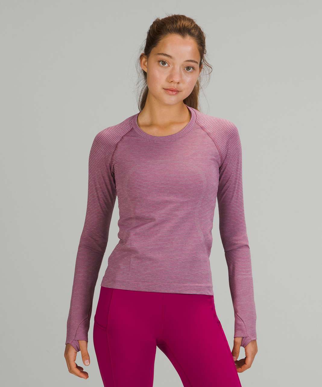 Lululemon Swiftly Tech Long Sleeve Shirt 2.0 *Race Length - Tetra Stripe Rhino Grey / Ripened Raspberry / Pink Blossom / Pink Lychee