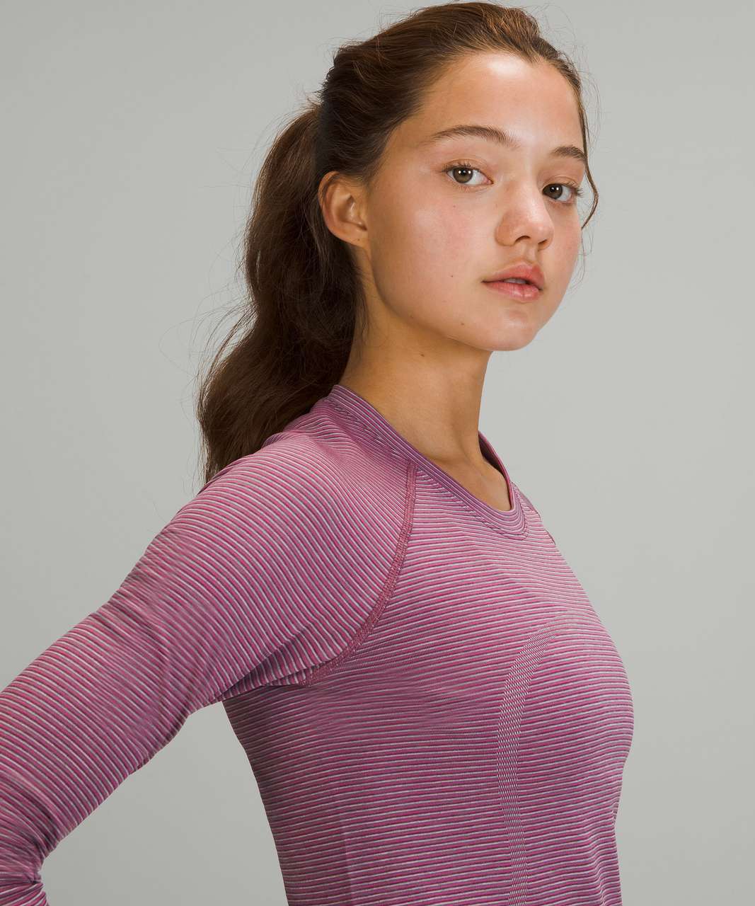 Lululemon Swiftly Tech Long Sleeve Shirt 2.0 *Race Length - Tetra Stripe Rhino Grey / Ripened Raspberry / Pink Blossom / Pink Lychee