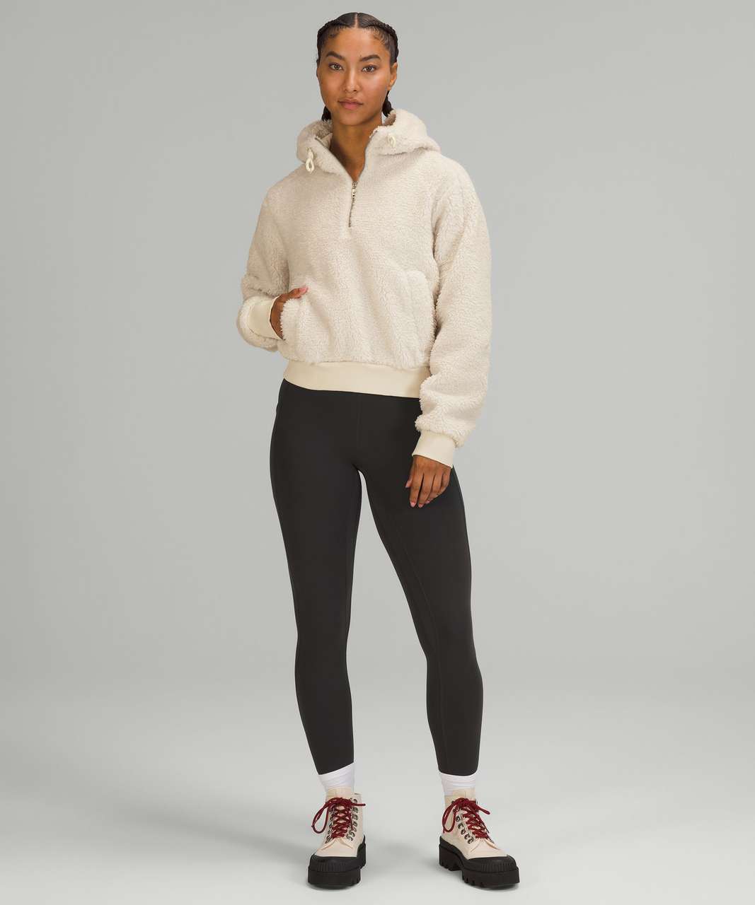 Lululemon Textured Fleece 1/2 Zip - White Opal - lulu fanatics