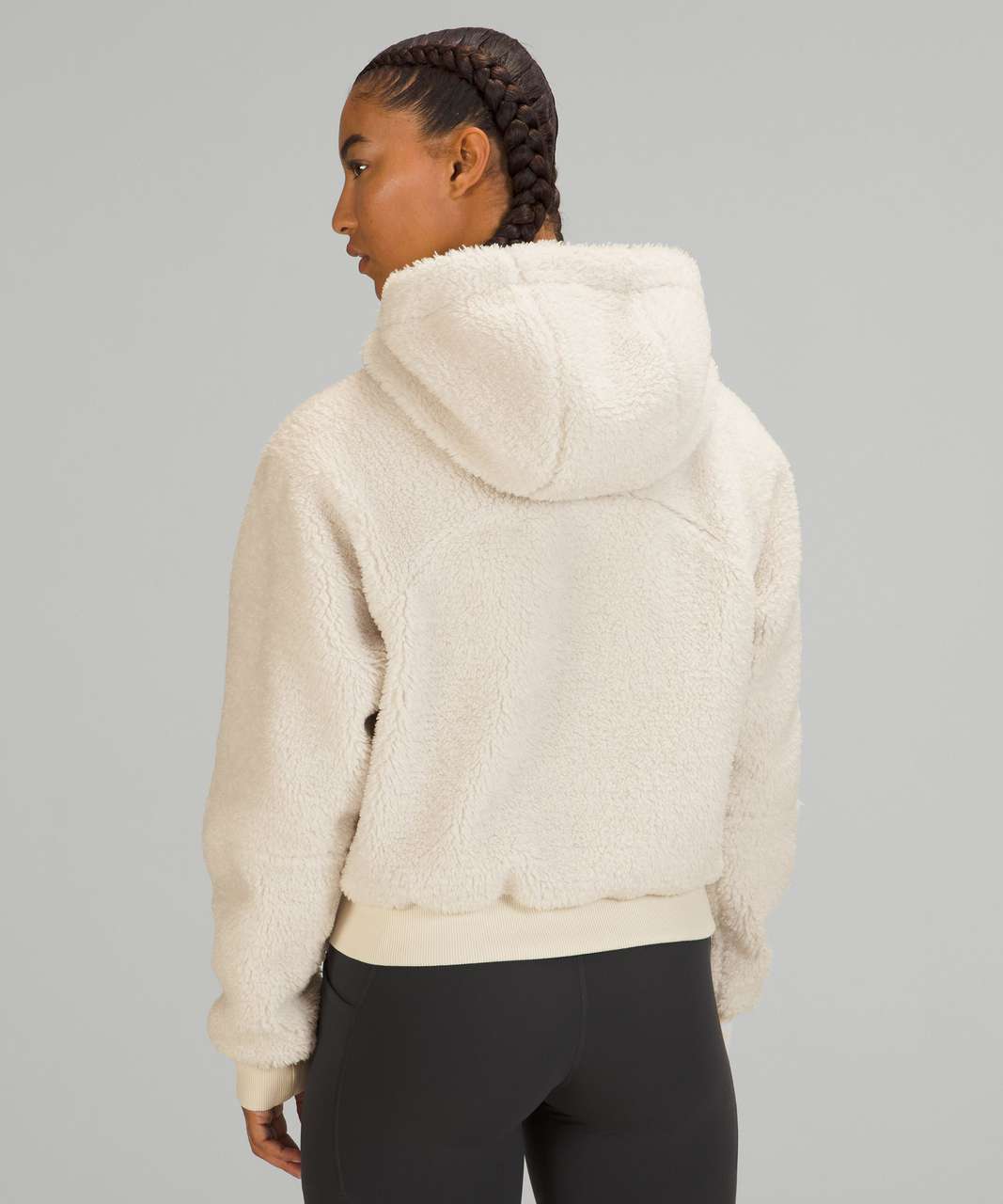 Plush Fleece Textured Half Zip - Studio White