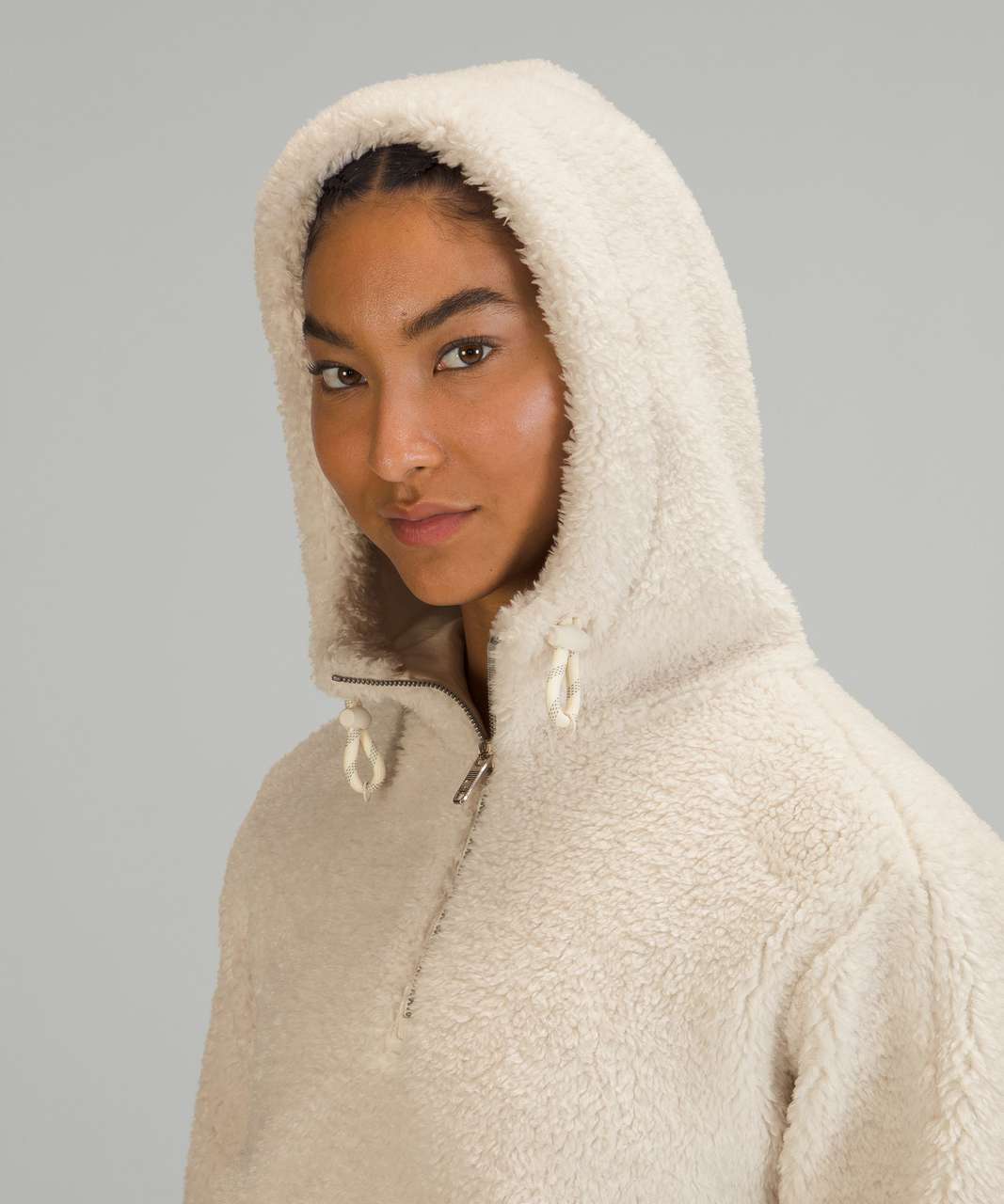 Lululemon Textured Fleece 1/2 Zip - White Opal