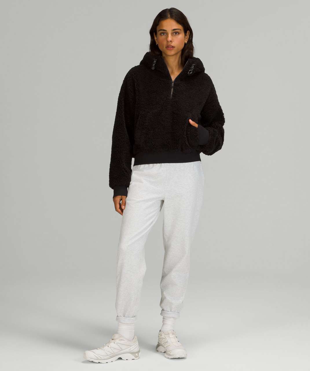 Lululemon Textured Fleece 1/2 Zip - Black - lulu fanatics