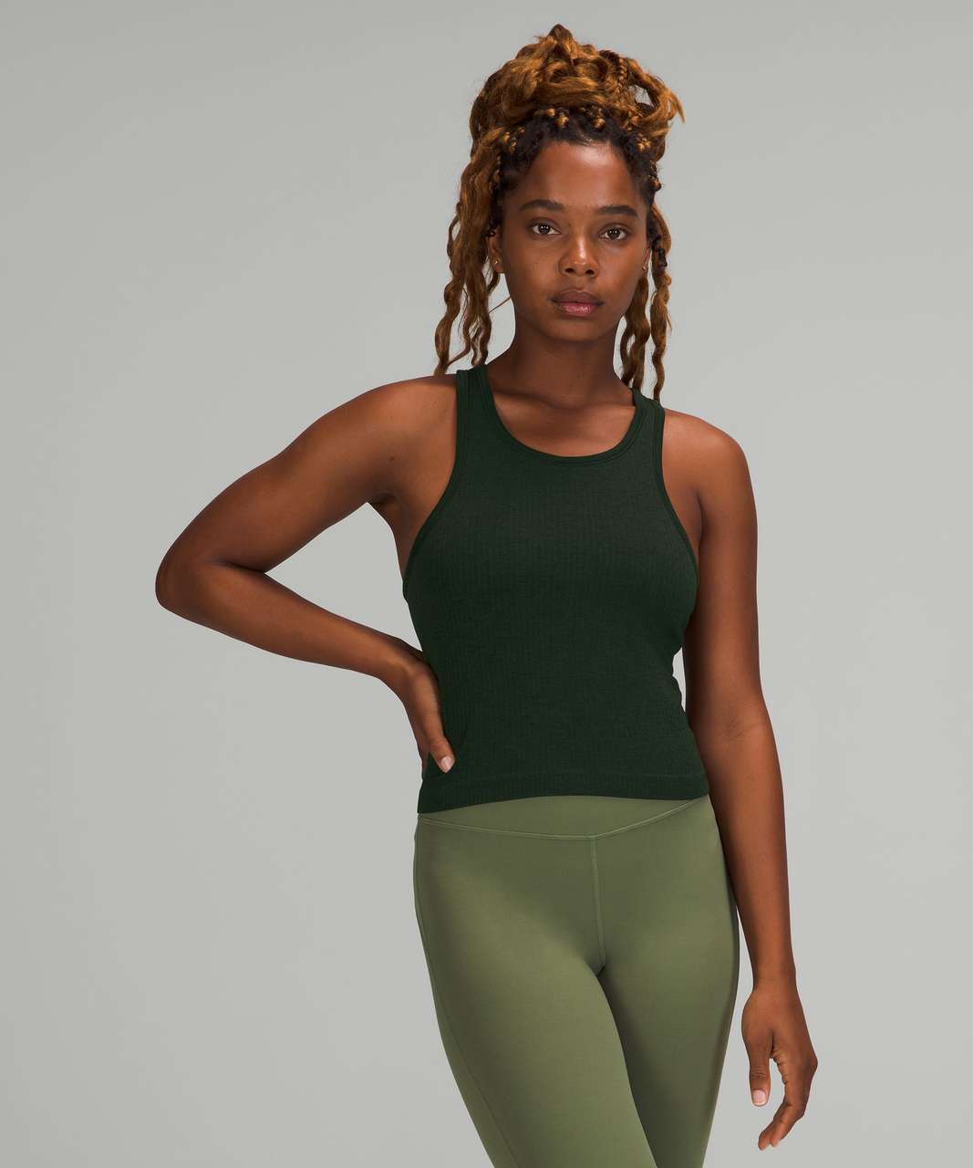 Lululemon Ebb to Street Cropped Racerback Tank Top - Rainforest Green