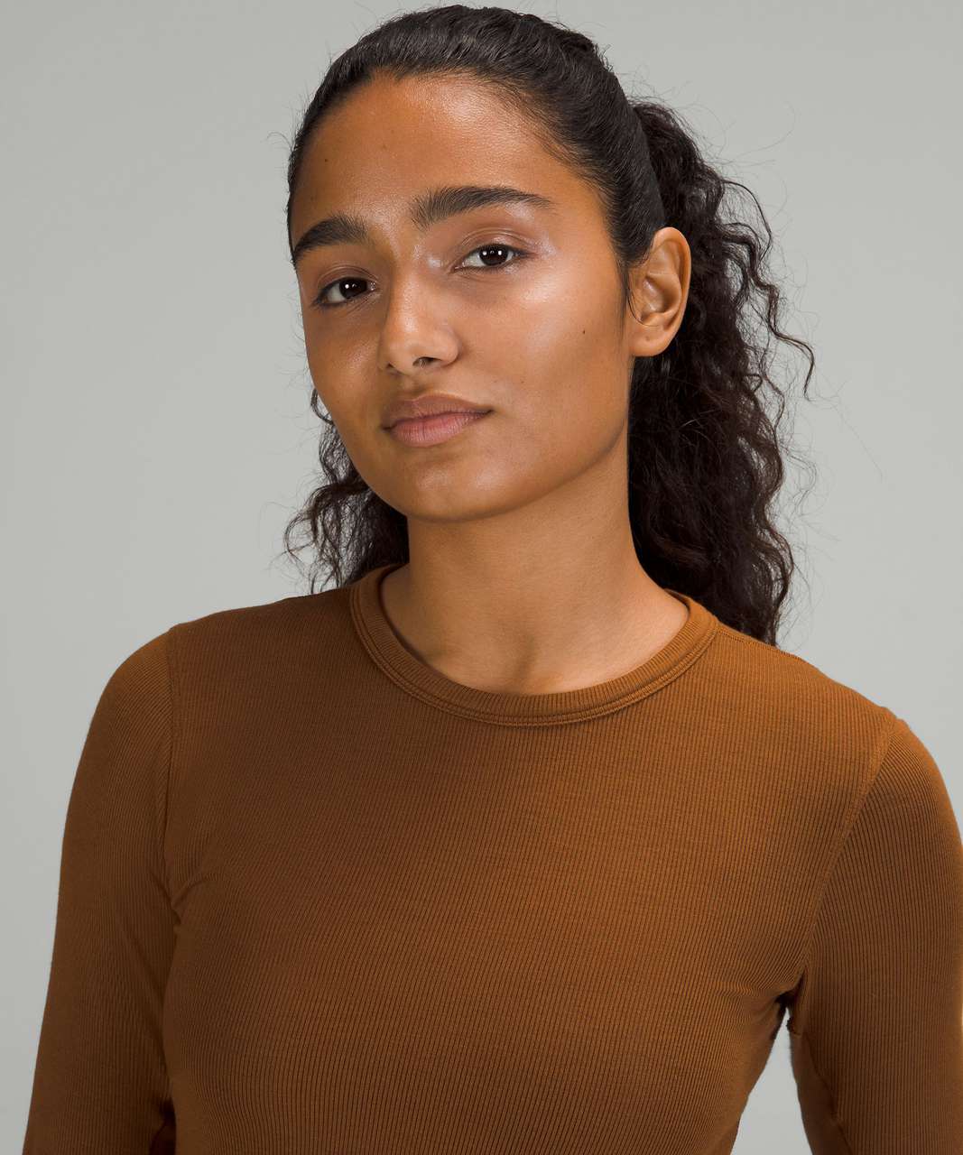 Lululemon Hold Tight Ribbed Long Sleeve Shirt - Copper Brown