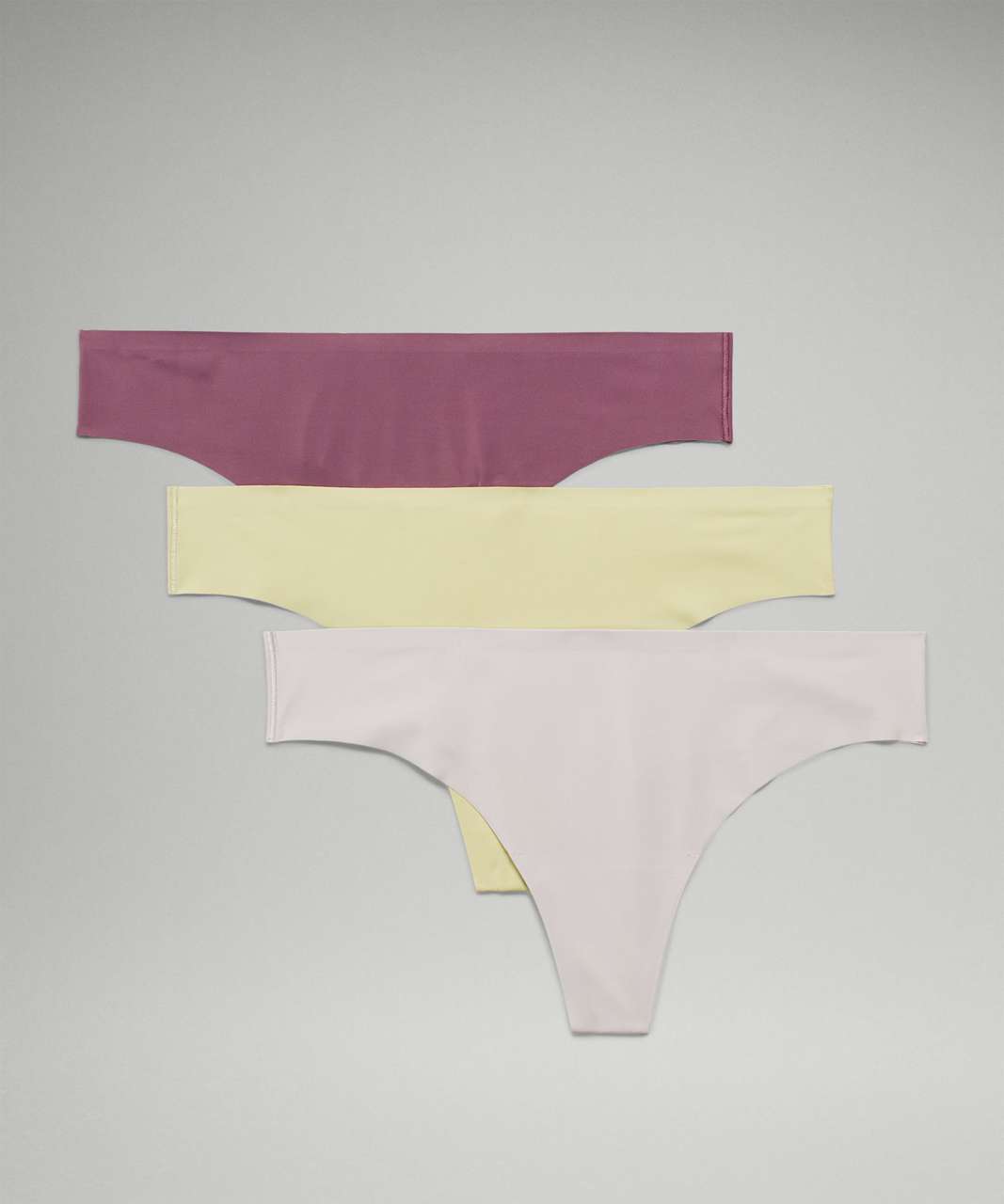 Lululemon InvisiWear Mid-Rise Thong Underwear *3 Pack - Double Dimension  Starlight Black / Meadowsweet Pink / Black - lulu fanatics