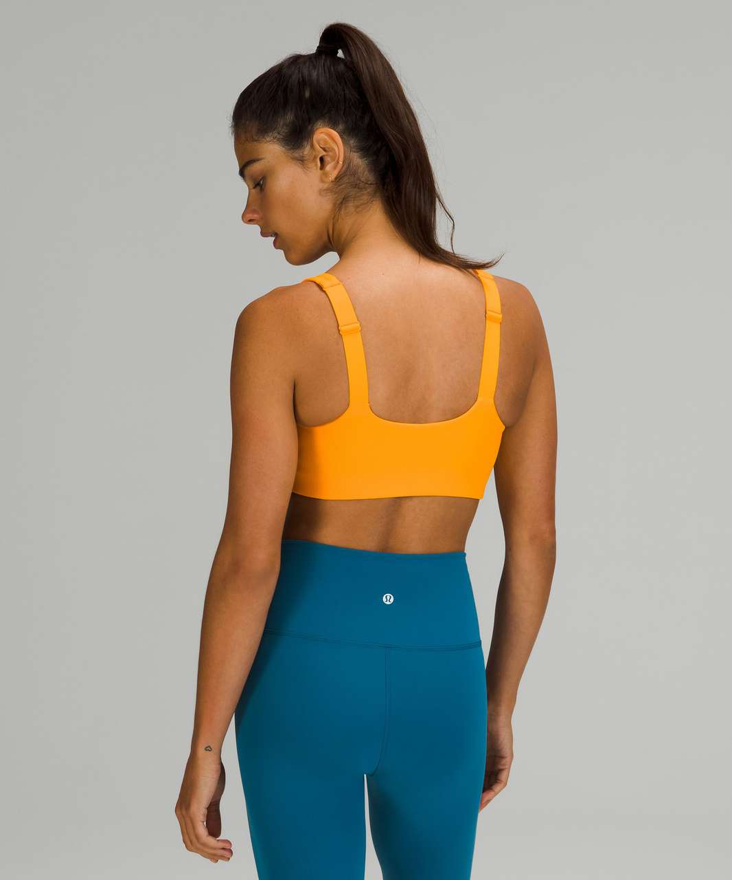 Lululemon Tough Train High-Neck Bra *Medium Support, C/D Cup - Black /  Orange Soda - lulu fanatics